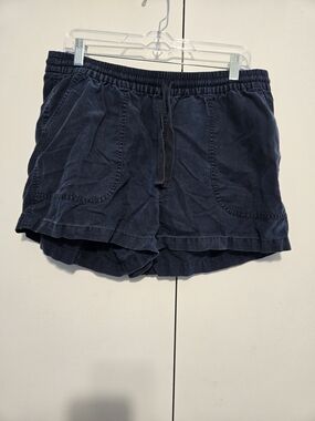 J.Crew Re-Imagined Navy Linen Blend Pull On Shorts Women Size Large Casual